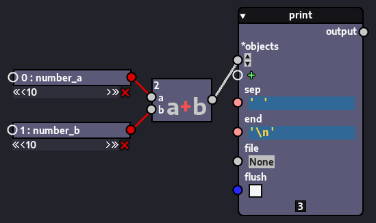 Nodezatorのグラフと、それを書き出したPythonコードの対応