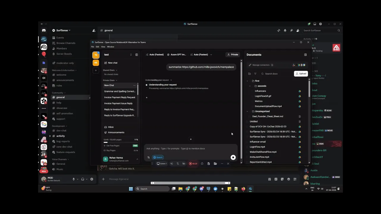 SurfSenseデスクトップアプリのGeneral Assist。グローバルショートカットでどこからでも起動する
