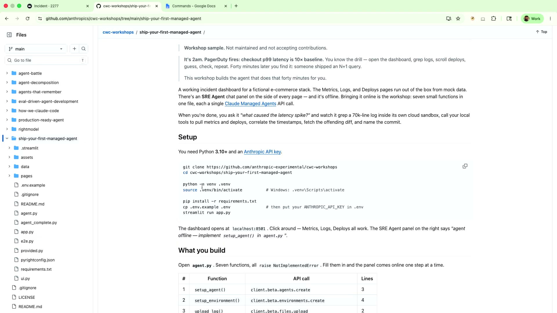 The agent loop runs server-sideと書かれたアーキテクチャスライド