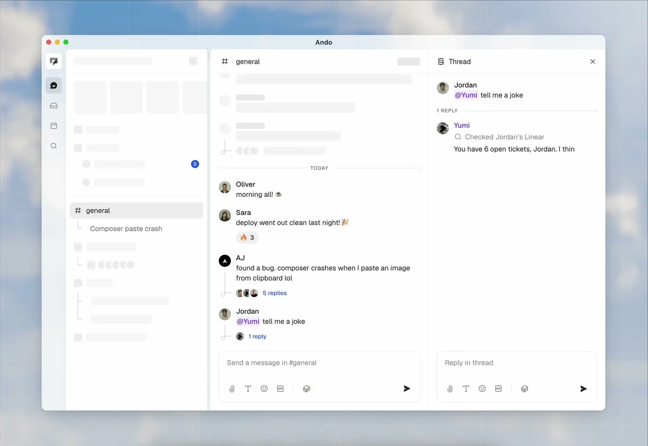 YumiがChecked Jordans Linearという状態表示の後、未対応チケットが6件あると答えている