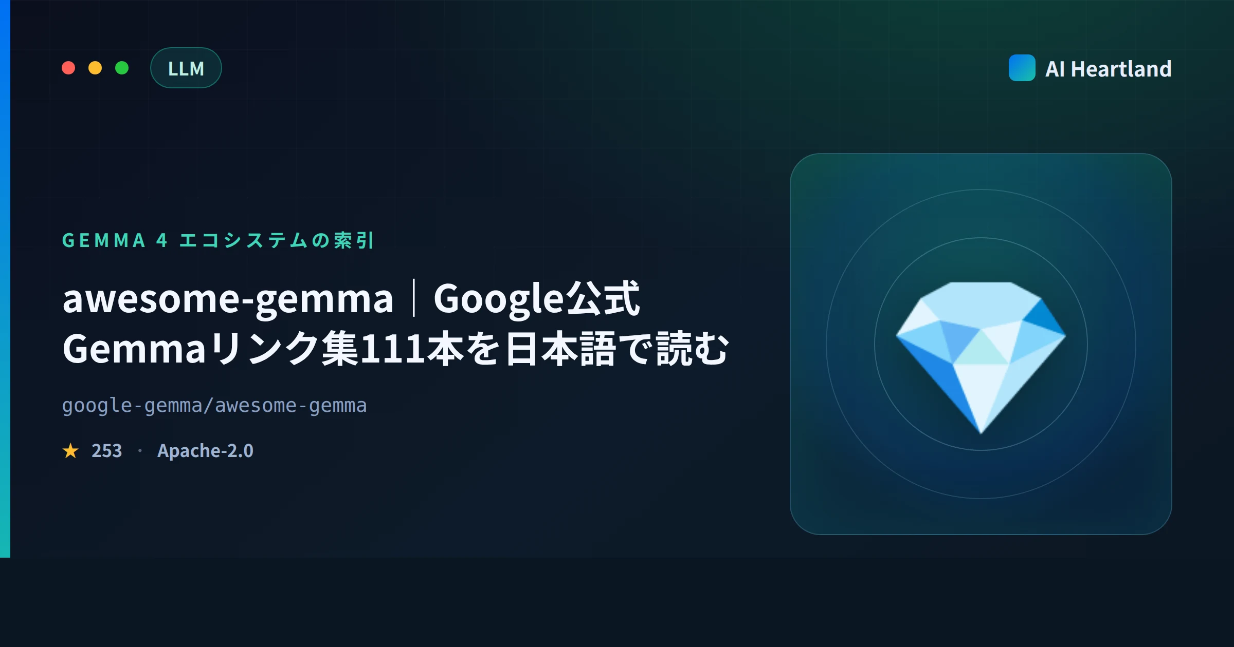 awesome-gemma徹底解説｜Google公式Gemmaリンク集111本の内訳と使い分けを実測で読む - AIツール日本語解説 | AI Heartland