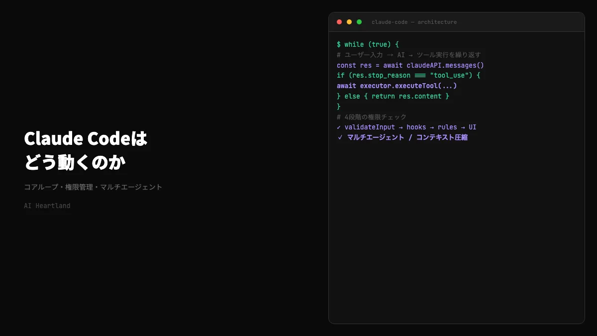 AIコーディングツールは内部でどう動くのか：Claude Codeのアーキテクチャを初心者向けに解説 - AIツール日本語解説 | AI Heartland