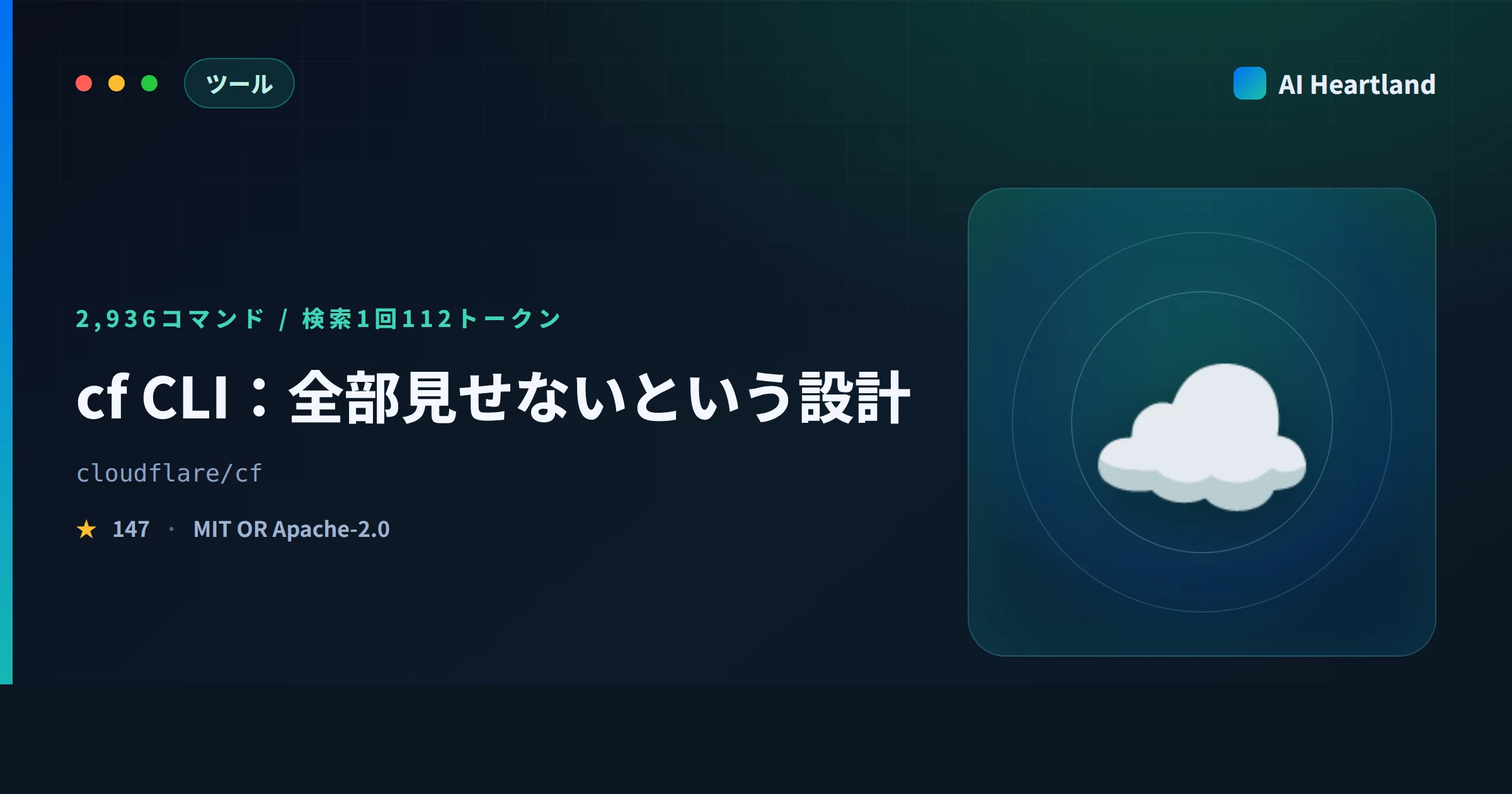 Cloudflare cf CLIとは｜2,936コマンドをエージェントに渡さない設計を実測で確かめる