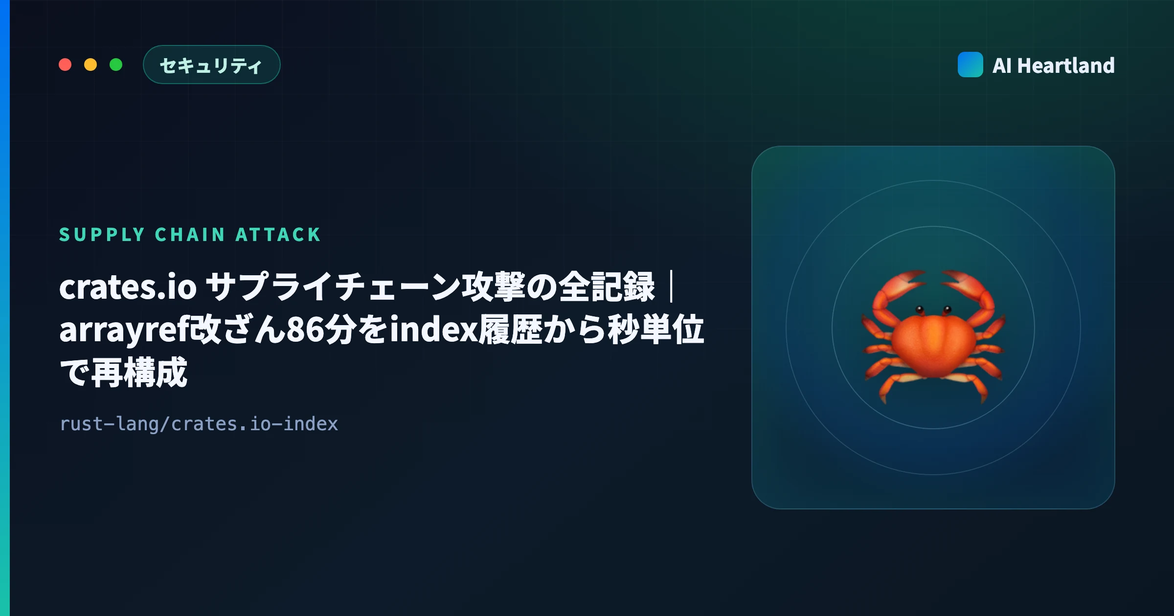 crates.io サプライチェーン攻撃の全記録｜arrayref改ざん86分をindex履歴から秒単位で再構成 - AIツール日本語解説 | AI Heartland