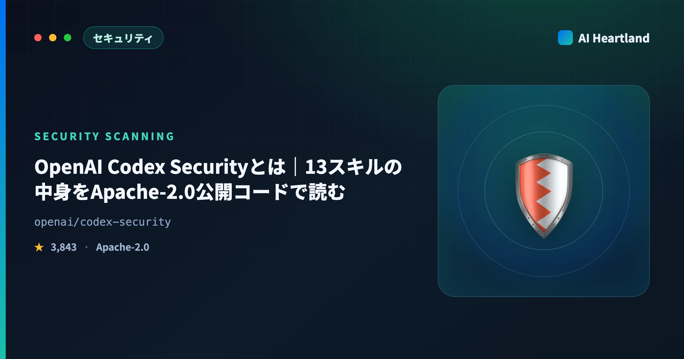 OpenAI Codex Securityとは｜使い方と13スキルの中身をApache-2.0公開コードで解説 - AIツール日本語解説 | AI Heartland