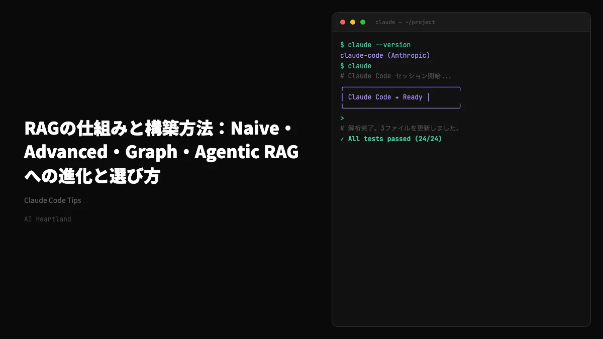 RAGの仕組みと構築方法：Naive・Advanced・Graph・Agentic RAGへの進化と選び方 - AIツール日本語解説 | AI Heartland