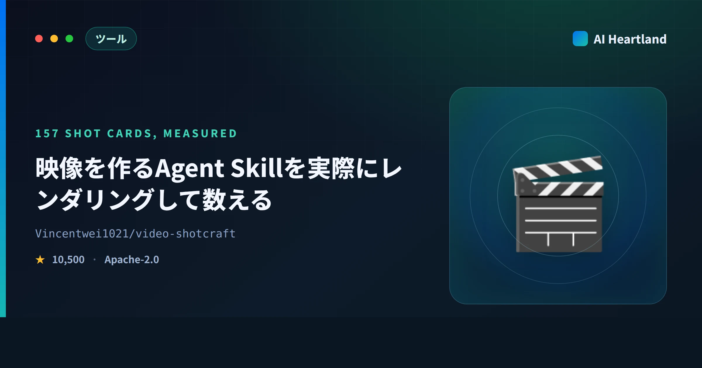 video-shotcraftとは｜Agent Skill 動画生成を実際にレンダリングして157枚のカードを数えた - AIツール日本語解説 | AI Heartland