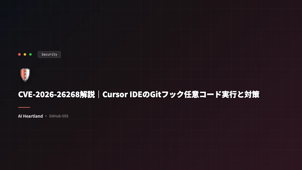 CVE-2026-26268解説｜Cursor IDEでGitフックから任意コード実行・対策まで - AIツール日本語解説 | AI Heartland