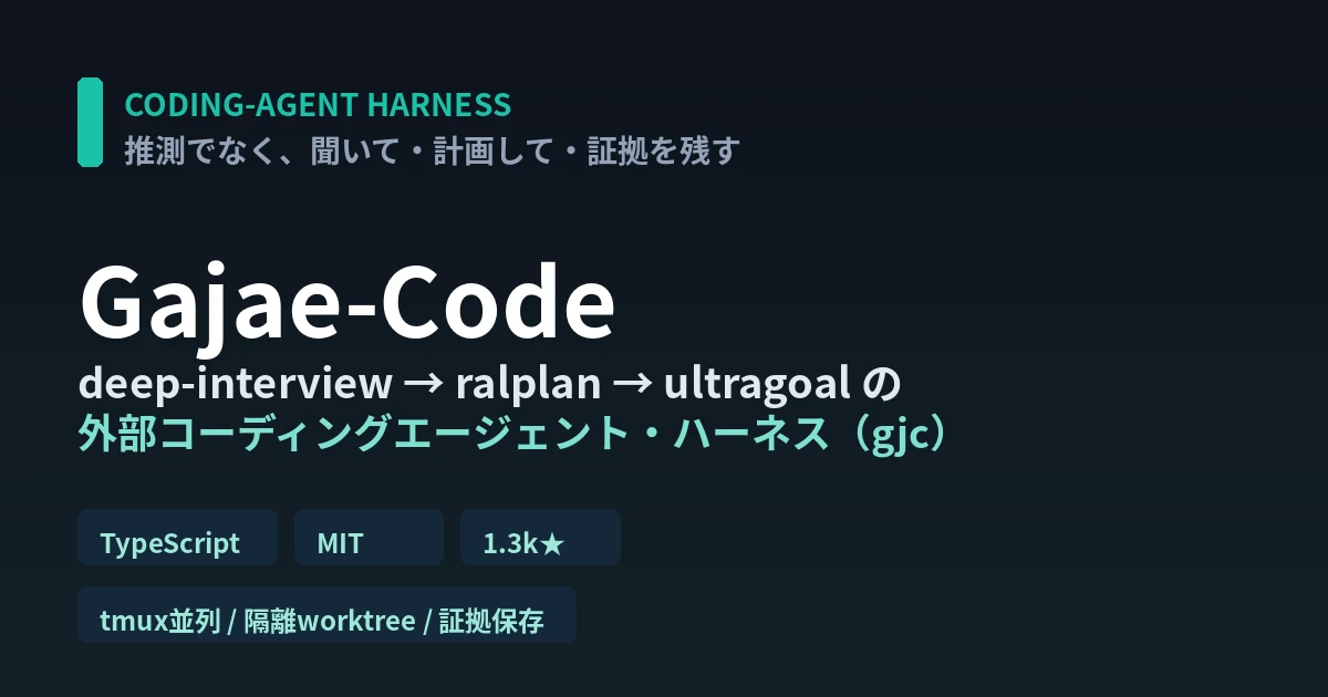 Gajae-Code（gjc）徹底解説｜聞いて・計画して証拠を残すコーディングエージェント・ハーネス - AIツール日本語解説 | AI Heartland