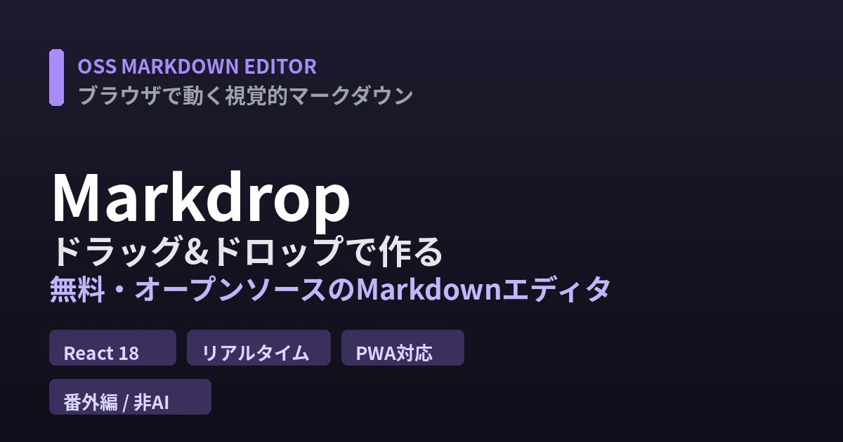 Markdrop徹底解説｜ドラッグ&ドロップで作る無料・OSSのMarkdownエディタ - AIツール日本語解説 | AI Heartland