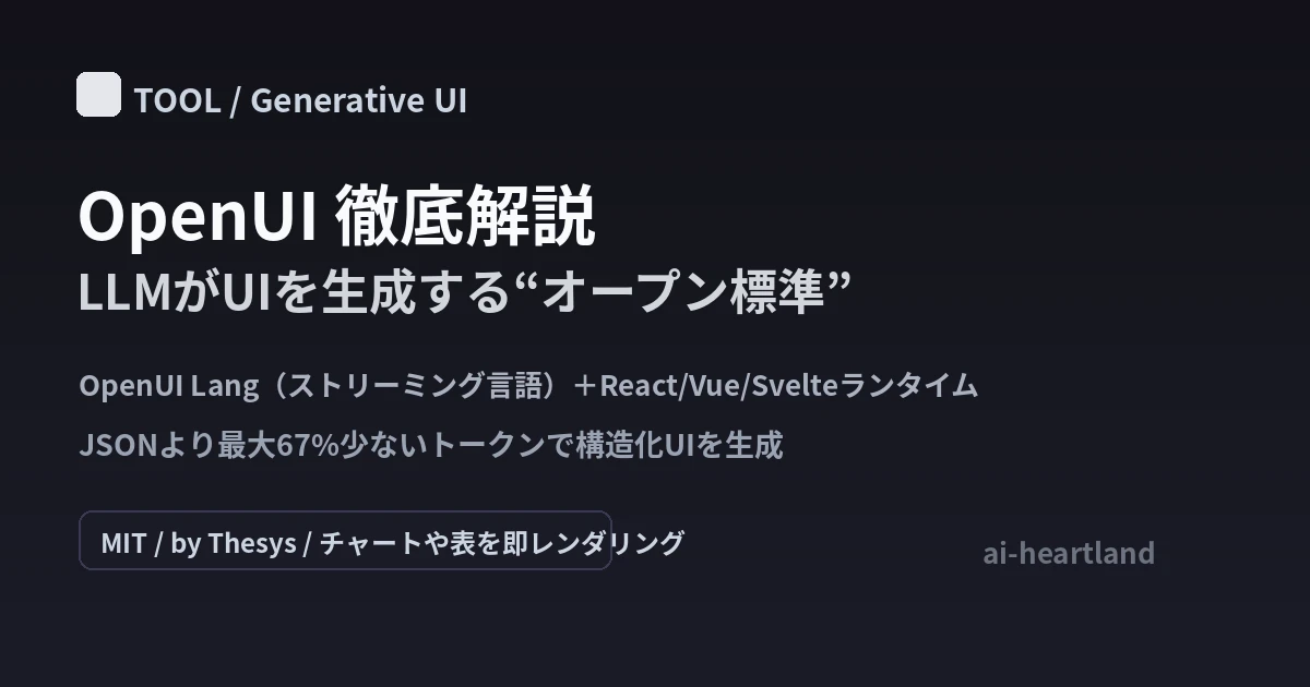 OpenUI徹底解説｜LLMがUIを生成する“オープン標準”OSS（OpenUI Lang・ストリーミング）