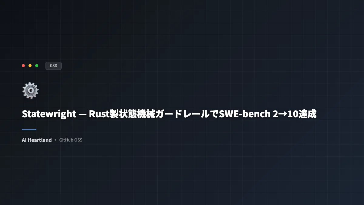 Statewright完全解説｜Rust製状態機械ガードレールがSWE-bench 2→10/10に変えた理由 - AIツール日本語解説 | AI Heartland