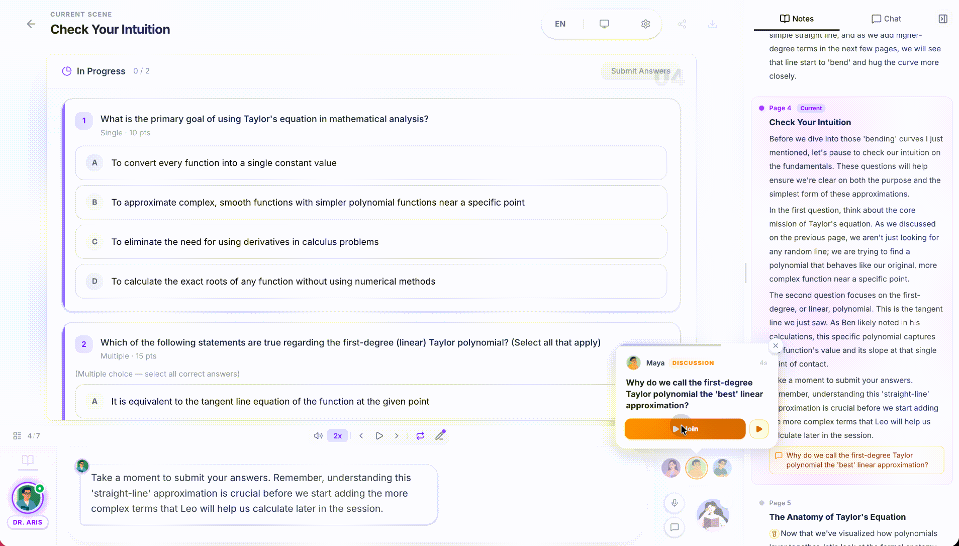 OpenMAICの教室でAIの先生役と生徒役が議論している画面のデモ