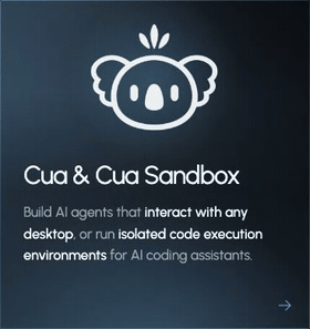 cua公式のCua Sandboxデモ。AIエージェントが隔離されたコンピュータ／デスクトップ上でアプリを操作する様子