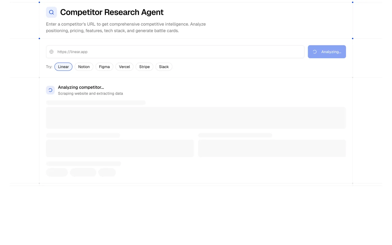 Competitor Research Agentのプレビュー
