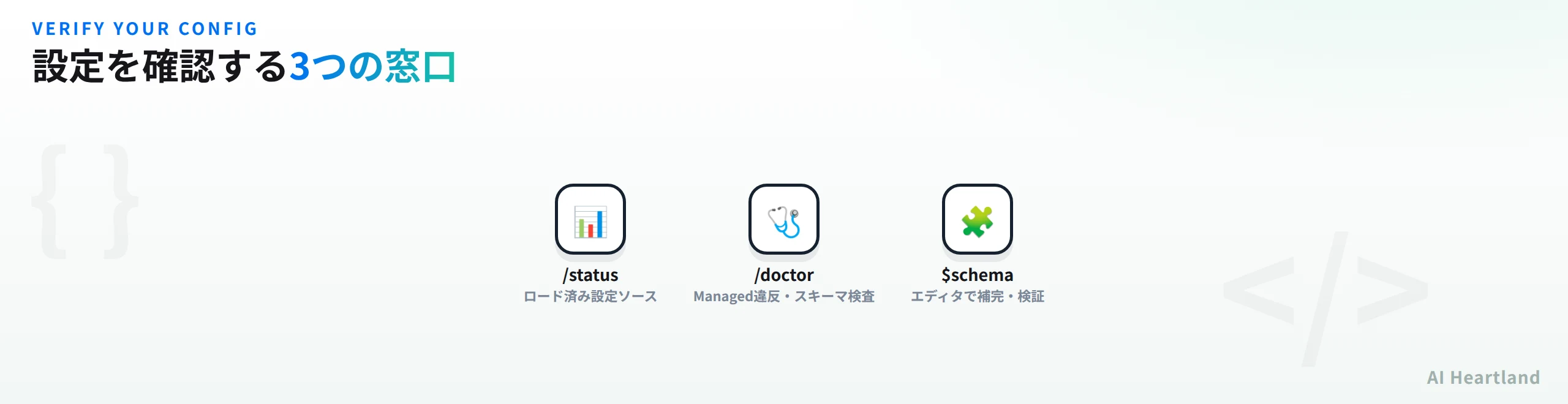 Claude Codeの設定を確認する3つの窓口。/status・/doctor・$schemaによるエディタ補完