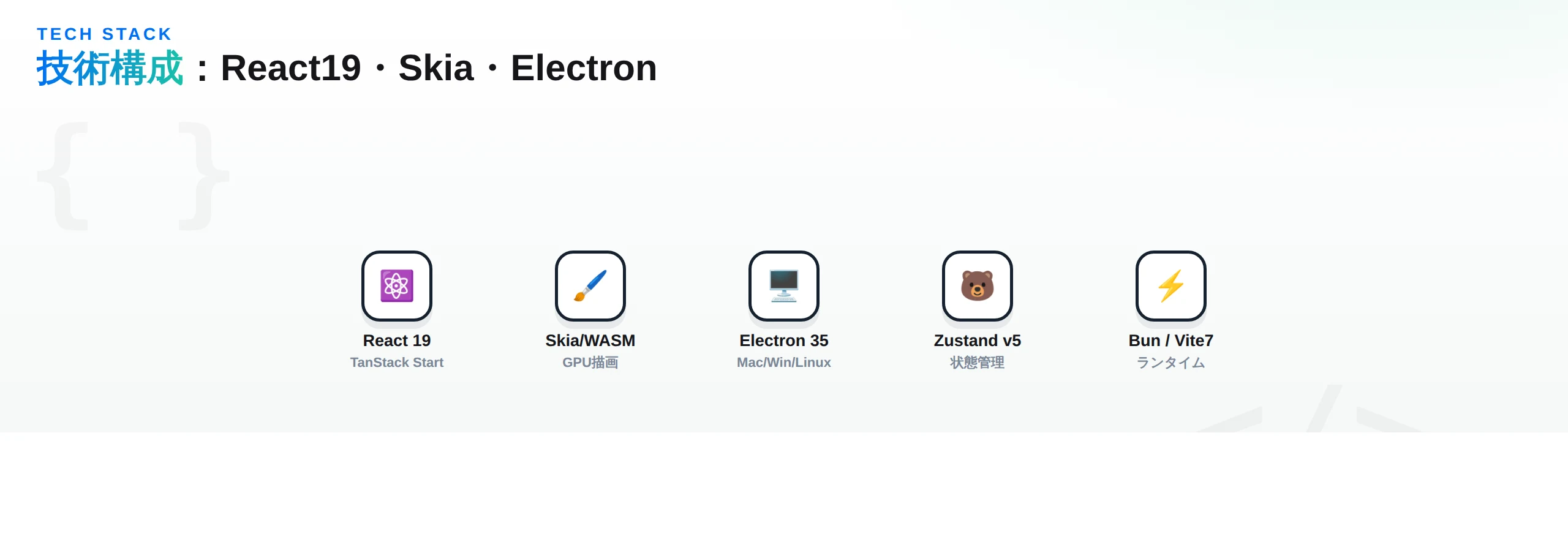 React19、Skia/WASM、Electron35、Zustand、Bun/ViteのOpenPencil技術スタック